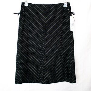 NEW Prophecy Lace Up Side Striped Skirt Womens 12 Black Stretch Work Casual Y12